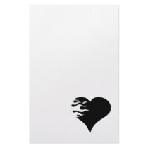 Black flaming heart custom stationery