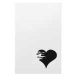 Black flaming heart custom stationery