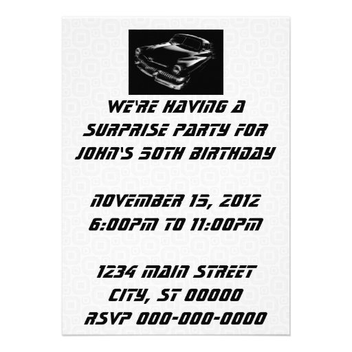 Black Flash Car Birthday Personalized Invitation
