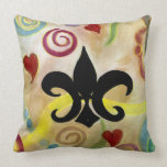 Black Fleur de lis and hearts pillow pillows