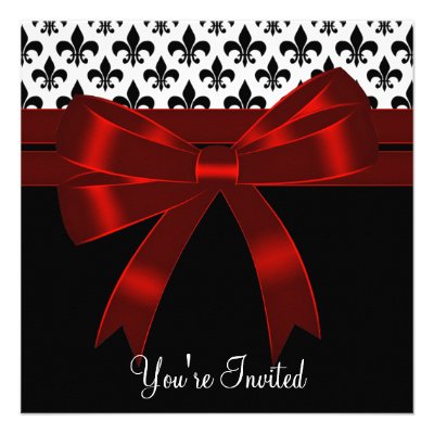 Black Fleur De Lis Party Invitations