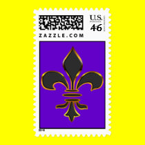 Black Fleur de lis Trimmed in Gold Postage postage