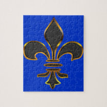Black Fleur-de-lis Trimmed in Gold Puzzle