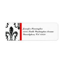 Black fleurdelis distressed return address labels