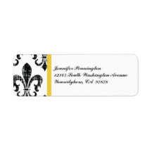 Black fleurdelis distressed return address labels