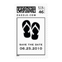 Black flip flop save the date wedding postage stamps