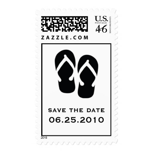 Black flip flop save the date wedding postage
