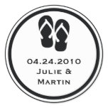 Black flip flop thong wedding favor tag seal label round stickers