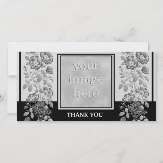 Black Floral and Elegant Thank You photocard