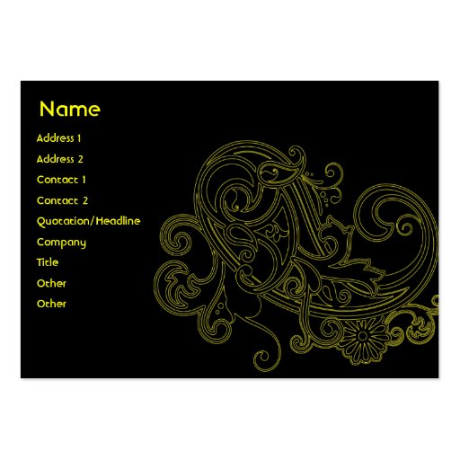 Black Floral - Chubby Business Card (front side)
