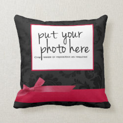 Black Floral Hot Pink Ribbon and Bow Photo Pillow