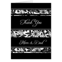 Black Floral Parents  Wedding Day Thank You Card