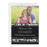 Black Floral Photo 20th Anniversary Invitation