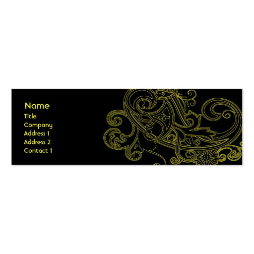 Black Floral - Skinny Business Card Templates (front side)