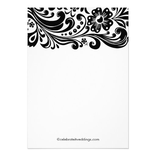 Black Floral Swirl Bridal Shower Invitation Formal