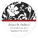 Black Floral Top Address Labels stickers