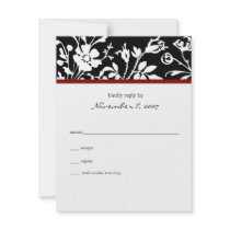 Black Floral Top Response Card invitations