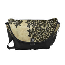 Black Floral Vintage Messenger Bag