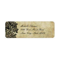 Black Floral Vintage Wedding Address Custom Return Address Labels