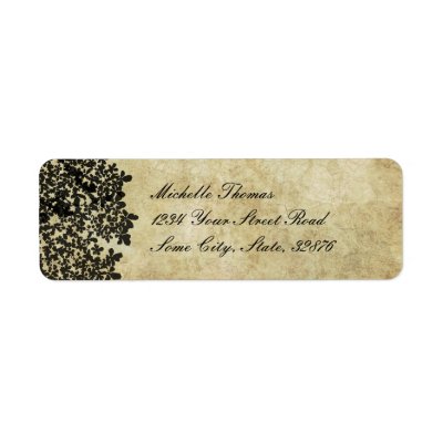 Black Floral Vintage Wedding Address Custom Return Address Labels