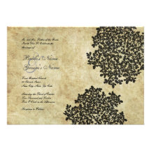 Black Floral Vintage Wedding Invitations