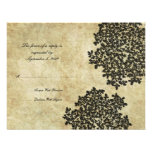 Black Floral Vintage Wedding RSVP Invite