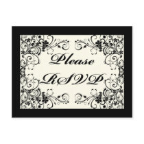 Black Floral Wedding Invitation Set postcards