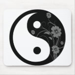 Black Floral Yin Yang Mousepad