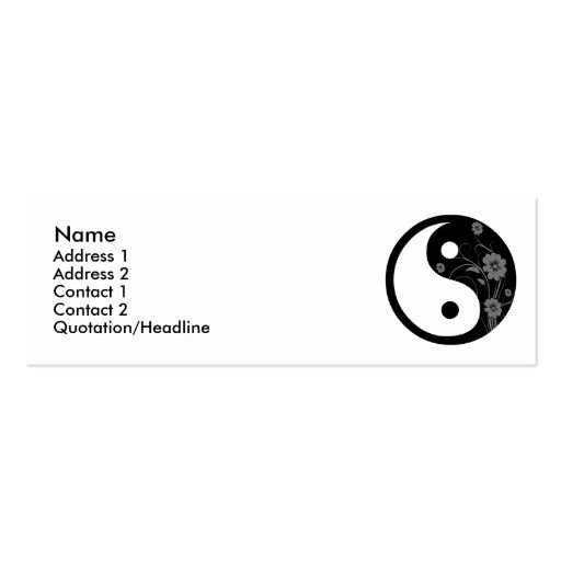 Black Floral Yin Yang Profile Card Business Card Templates (front side)