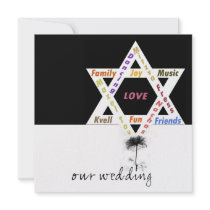 Black Flower of Life Jewish Wedding Personalized Invite