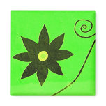 black flower on green magnets
