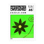 black flower on green stamps