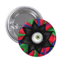 Black Flower Pinback Button