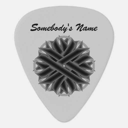 Black Flower Ribbon Template Guitar Pick