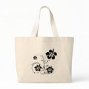 Black Flower Stencil Personalized Tote Bag