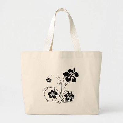 Black Flower Stencil Personalized Tote Bag by bonfire46