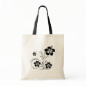 Black Flower Stencil Personalized Tote Bag