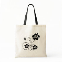 Black Flower Stencil Personalized Tote Bag