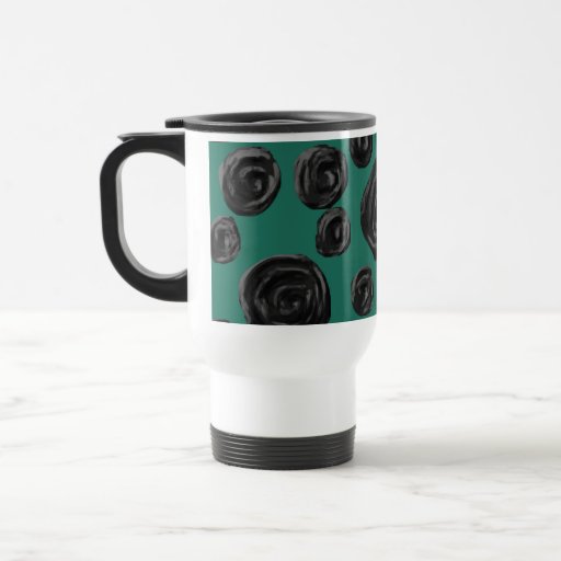 Black flowers on jade green. mug