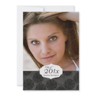 Black flowers photo graduation party announcement zazzle_invitation