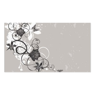 Black flowers Profile Card Business Card Templates by coconutpie