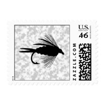 Black fly fishing lure stamps