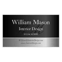 Black Foil & Brushed Steel Monogram Business Card