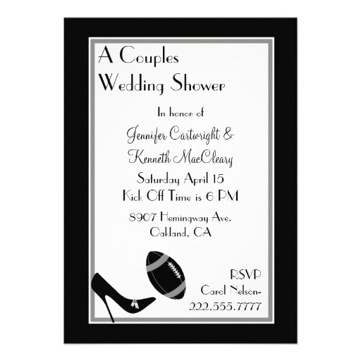 Black Football Couples Wedding Shower Invitation