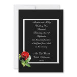 Black Formal Red Rose Wedding Invitation