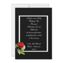 Black Formal Red Rose Wedding Invitation