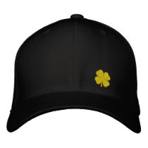 Black  Four Leaf Clover St. Patrick - CUSTOMIZABLE embroidered hats