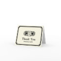Black frame art deco retro monogram thank you card