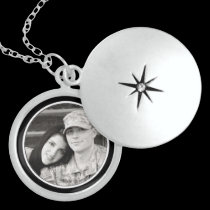 Black frame Sterling Silver Photo Locket necklaces