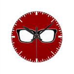Black framed glasses wall clock